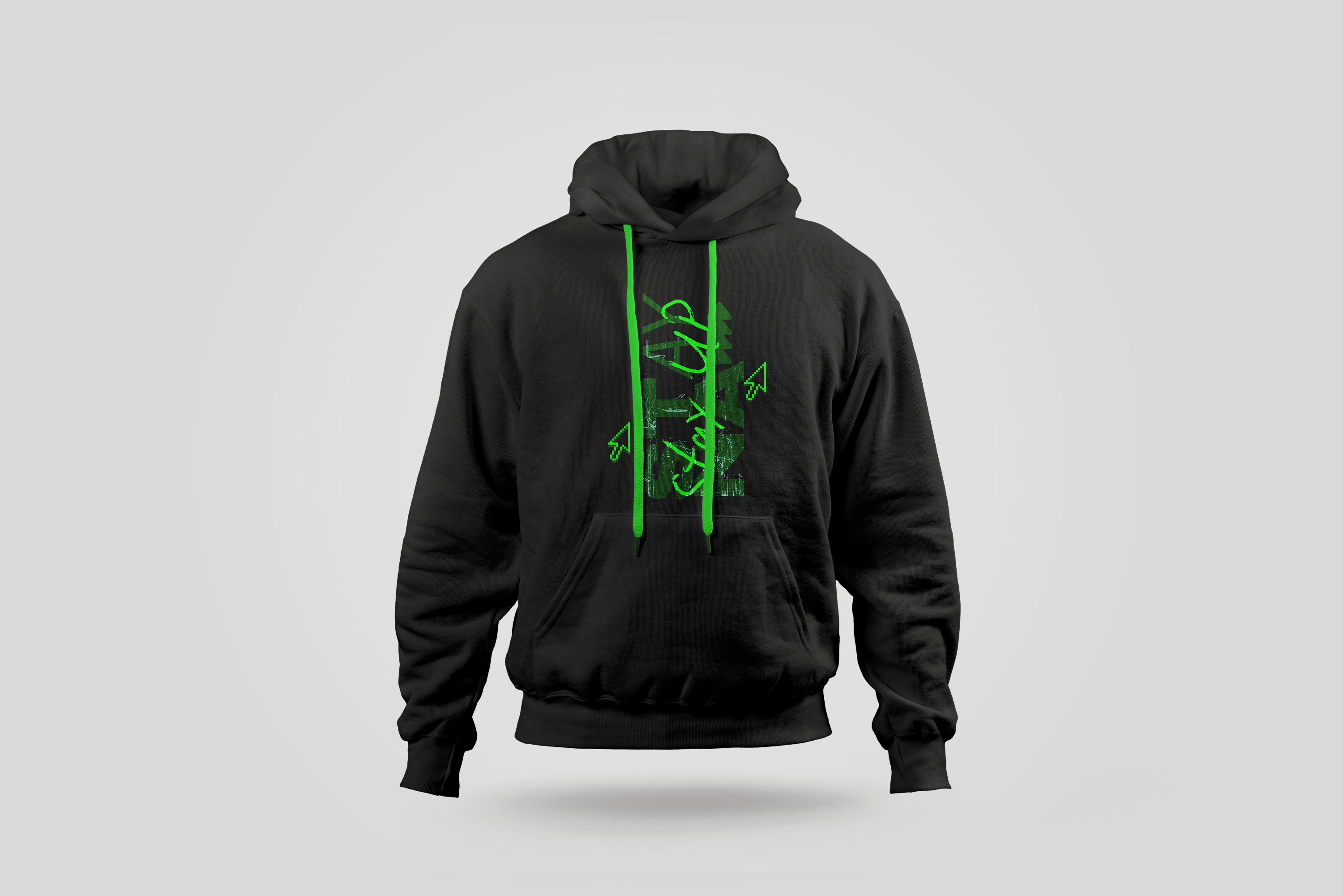 The 'Stay Up' Emerald Contrast Hoodie (Black/Green)